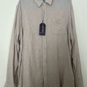 NWT Linen Blend Ben Sherman Sandy Beige Long Sleeve Button Up Light Weight